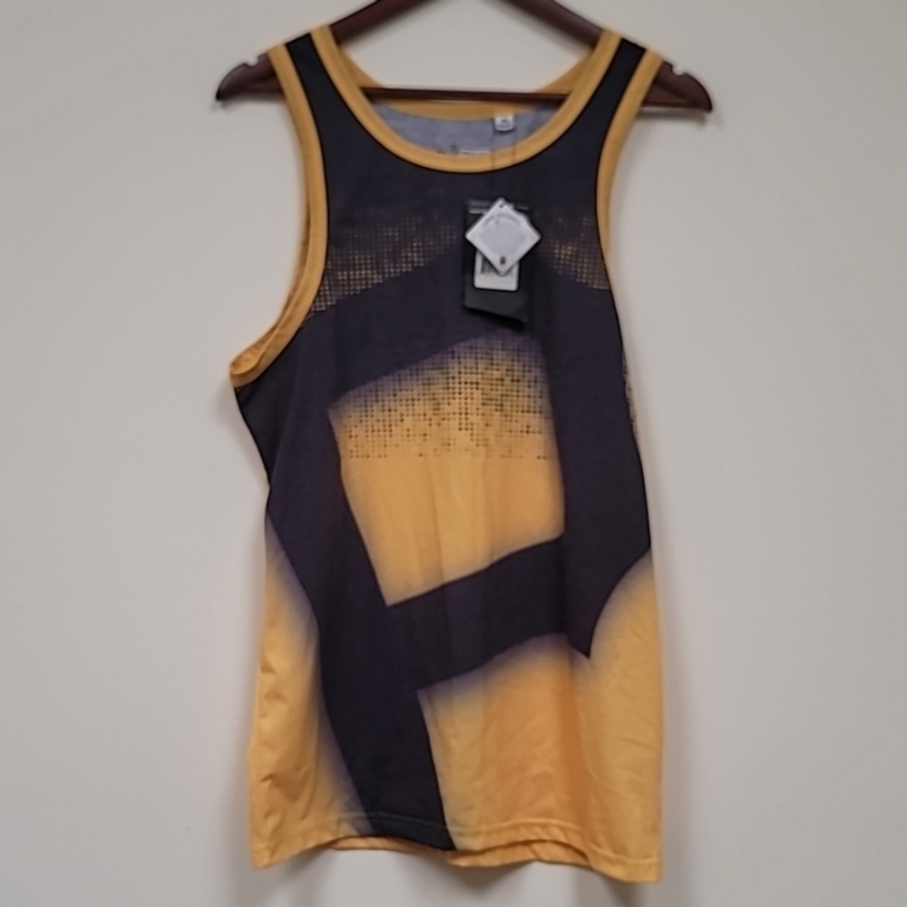 Yellow and Black Graphic Tank Top - Women's Athletic Style